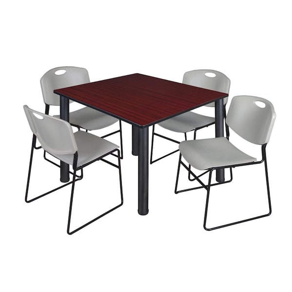 Regency Kee Square Table & Chair Set, Wood, Metal, Polypropylene Top TB4848MHBPBK44GY - main